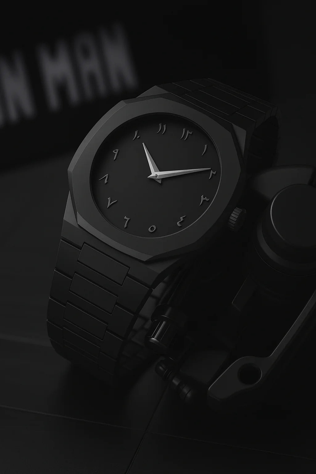 Black Aura Men’s Watch with Arabic Numerals – Lightweight Carbon Fiber, Matte Black Dial | Regal Timepieces