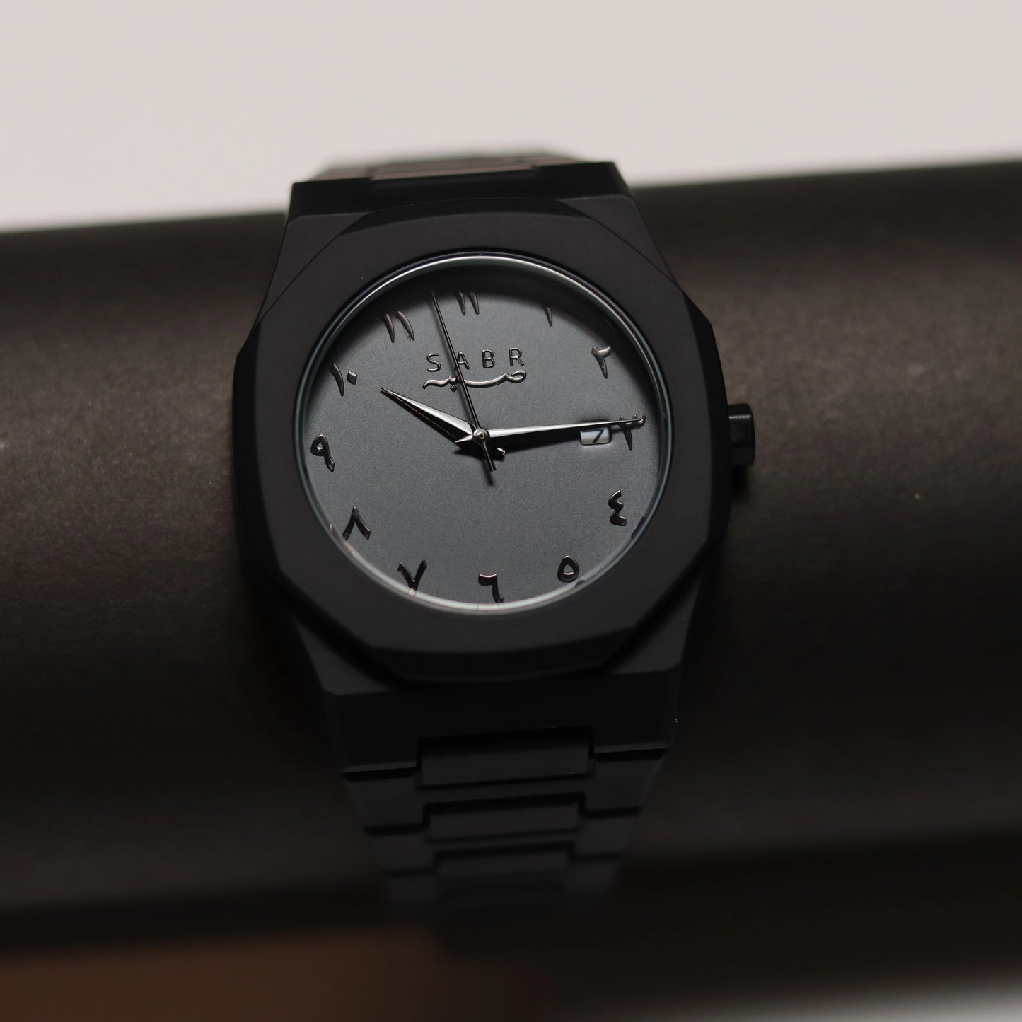 Black Aura Men’s Watch with Sabar Logo & Date – Lightweight Premium Design | Regal Timepieces