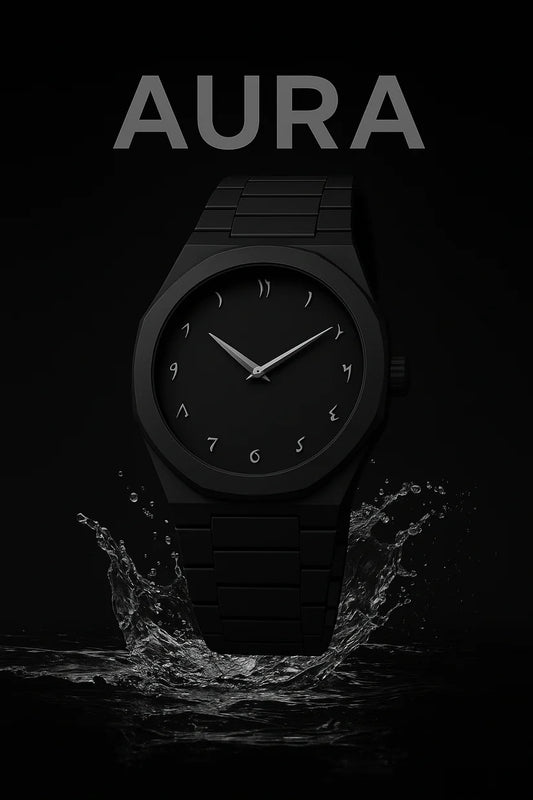 Black Aura Men’s Watch with Arabic Numerals – Lightweight Carbon Fiber, Matte Black Dial | Regal Timepieces
