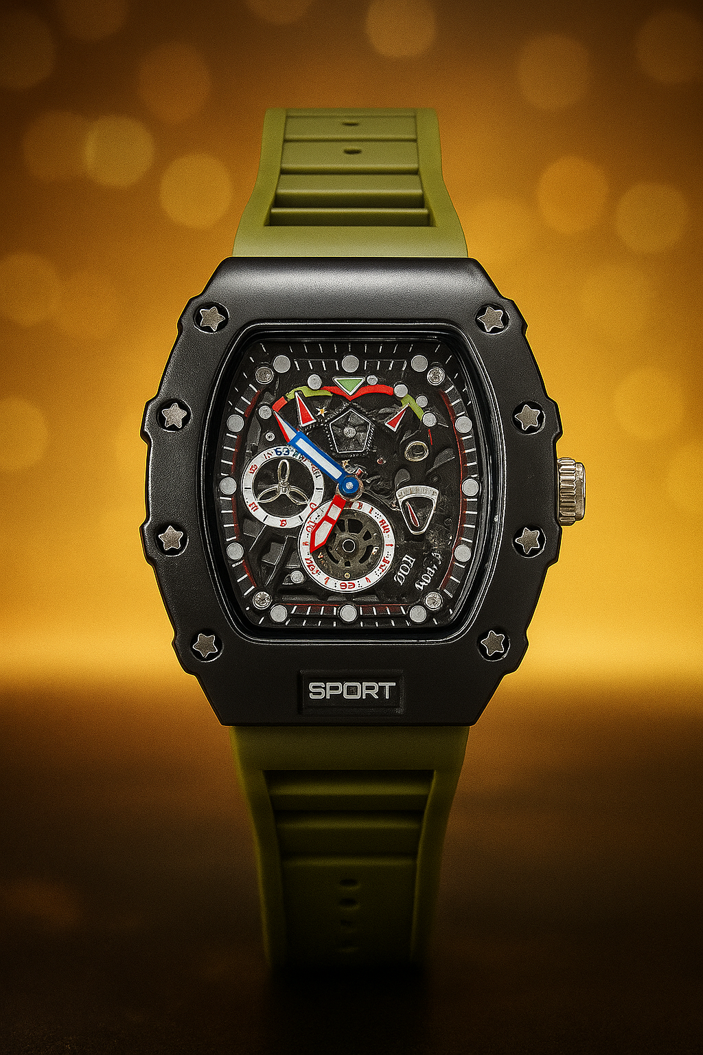 Luxury Skeleton Design Sports Watch – Premium Material Watch (8 Colors Available)